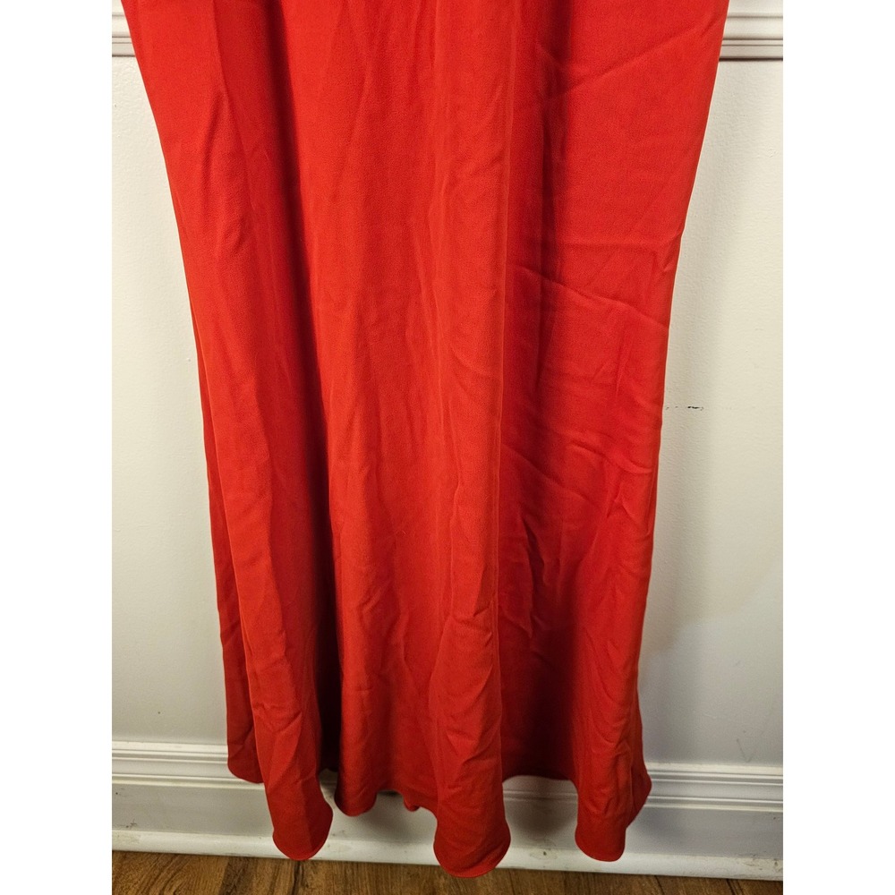 NWT Badgley Mischka Womens Orange Red Belted Pleated Cady Gown 6 - Picture 5 of 8